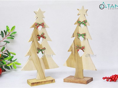 Cây thông Noel gỗ thắt nơ Vintage X-TREE-16